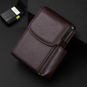 Lychee Pattern Coffee PU Leather Cigarette, Lighter & Card Case - 1