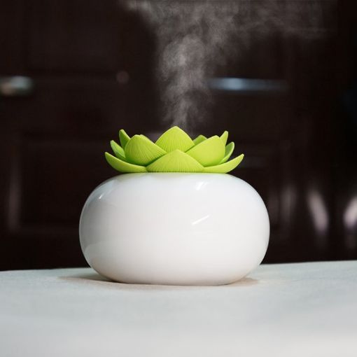Lotus Ceramic Nano Spray Humidifier Air Purifier (Green Flower) - 1