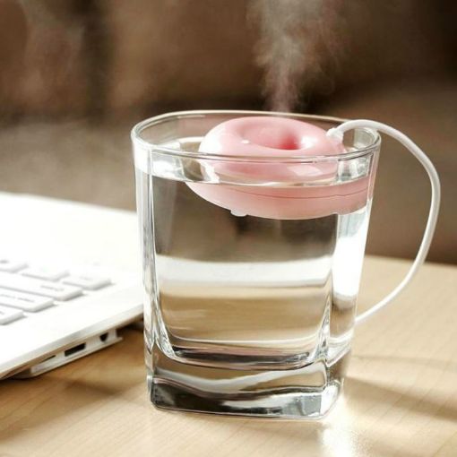 Mini USB Pink Donut Shape Air Humidifier Aroma Diffuser Purifier - 1