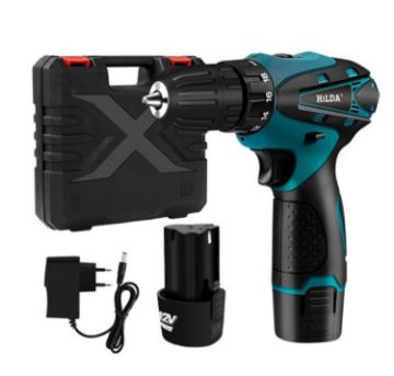 HILDA 12V Cordless Electric Drill & Screwdriver, EU Plug, Plastic Box - 1