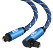 EMK 1.5m Blue 90 Swivel Nylon Optical Audio Cable - 1