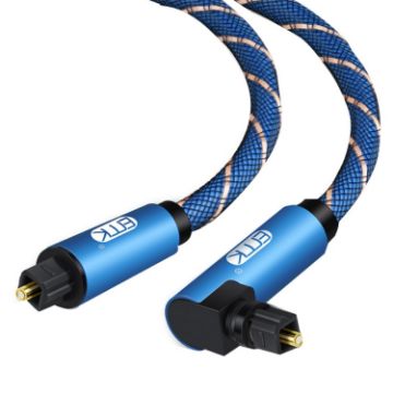 EMK 1.5m Blue 90 Swivel Nylon Optical Audio Cable - 1