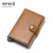 Brown PU Aluminum Alloy RFID Shielding Anti-Theft Card Case Wallet - 2