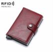 Wine Red PU Aluminum Card Case RFID Shielding Anti-Theft Wallet - 2