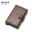 PU Aluminum Card Case RFID Shielding Anti-Theft Wallet (Coffee) - 2