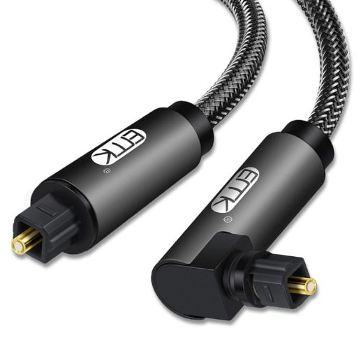 EMK 90 Swivel Right Angle 1.5m Optical Audio Cable, Black - 1