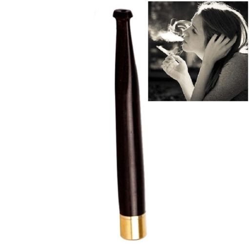 Ladies Twig Pull Rod Ebony A102 Cigarette Holder 5mm Filter - 1