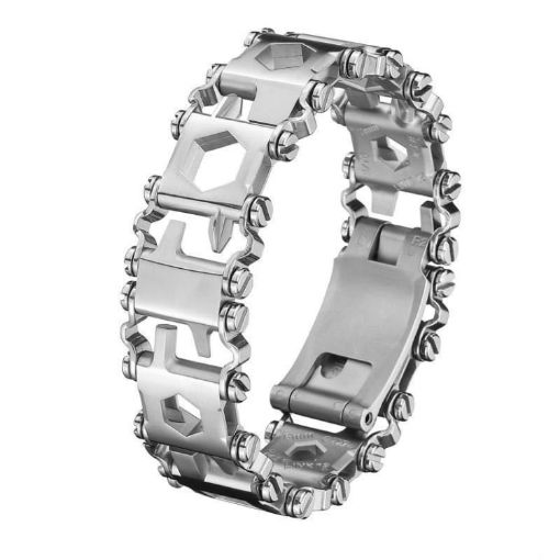 Stainless Steel Outdoor Survival Tool Bracelet for Men (Narrow Silver) - 1