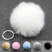 Royal Blue Fur Ball Pompon Keychain for Women - Bag & Car Accessory - 3