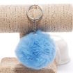 Blue Pompon Keychain - Artificial Rabbit Fur Ball Key Ring - 1