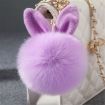 Purple Fur Pom Keychains Fake Rabbit Fur Ball Keychain - 1