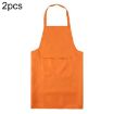 2PCS Orange Kitchen Chef Aprons with Pockets for Cooking & Baking - 1