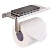 Stainless Steel Toilet Paper Holder with Phone Shelf - 1