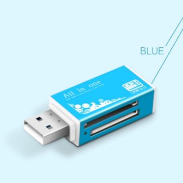 Blue Multi-in-1 SD Card Reader for Pro Duo, Micro SD, TF, MMC, MS - 1
