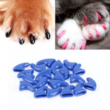 20 PCS Blue Silicone Cat Nail Caps, Size L - Soft Paw Claw Protectors - 1