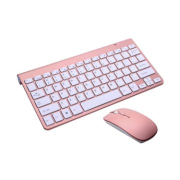 Rose Gold USB Mini Wireless Keyboard Mouse Set for Notebook/Desktop - 1