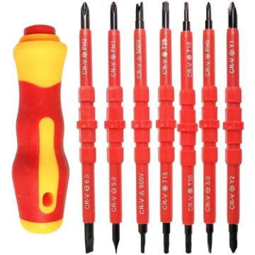 7 in 1 Red Multipurpose Screwdriver Set with Bit Insulation - 1