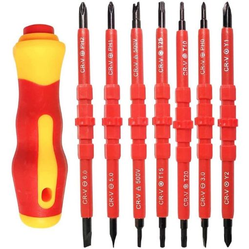 7 in 1 Red Multipurpose Screwdriver Set with Bit Insulation - 1