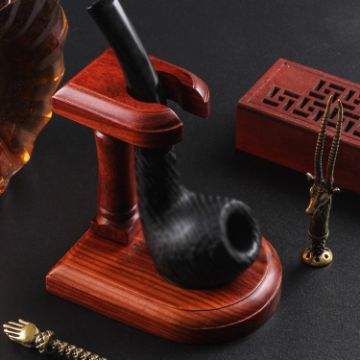 Retro Red Sandalwood Solid Wood Single Pipe Rack Display Stand - 1