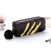Reversible Sequin Pencil Case - Black+Gold, Super Big, Girls Gift - 1