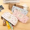 Floral Canvas Zipper Pencil Case - Coffee Flower Design - 3