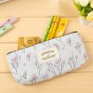 Floral Canvas Zipper Pencil Case - Coffee Flower Design - 6