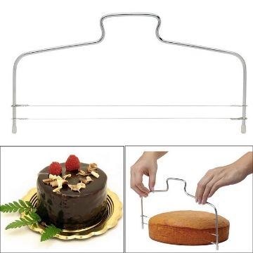 Stainless Steel Adjustable Double Wire Cake Cutter Leveler Tool - 1