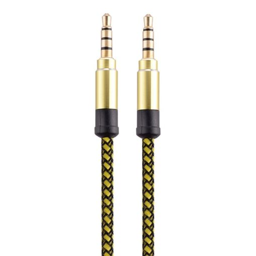 Yellow 3.5mm Male to Male AUX Audio Cable, 1.5m Gold-Plated Jack - 1