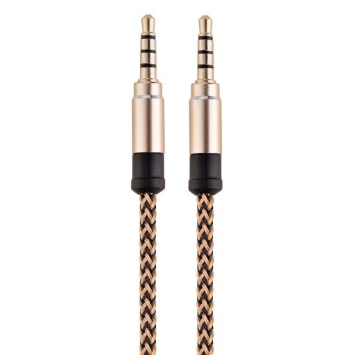 3.5mm Male to Male Gold AUX Cable for Car Stereo, 1.5m Length - 1