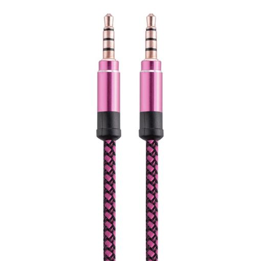 3.5mm Male to Male Gold-Plated AUX Audio Cable, 1.5m, Purple - 1