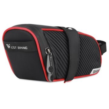 WEST BIKING Waterproof Bicycle Saddle Bag Large (Black Red) - 1