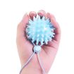 TPR Grip Ball for Stroke Rehab & Massage - 6cm Light Blue with Rope - 1