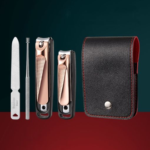 5pcs Nail Scissors Set, Portable Manicure Tools, Anti-splash Rose Gold - 1