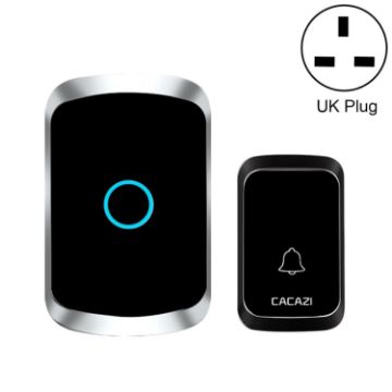 CACAZI A50 Wireless Music Doorbell, UK Plug, Battery-Free (Black) - 1