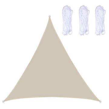 Beige Triangle Sunshade Sail, Waterproof Anti-UV, 2.4m x 2.4m x 2.4m - 1
