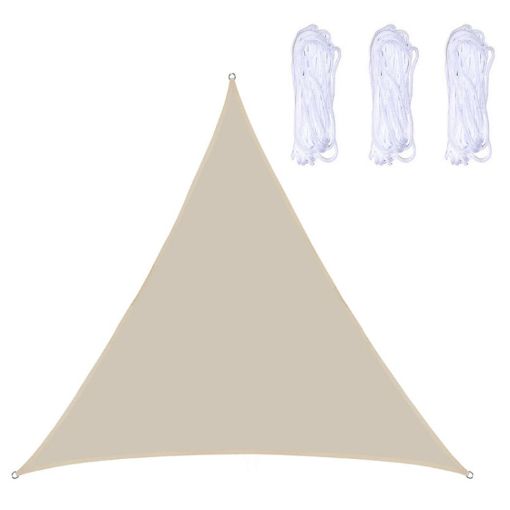 Beige Triangle Sunshade Sail, Waterproof Anti-UV, 2.4m x 2.4m x 2.4m - 1