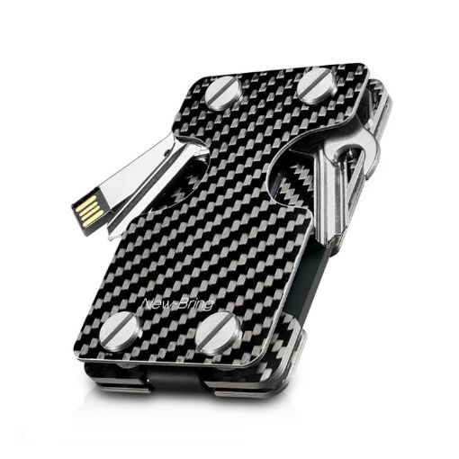 New-Bring Carbon Fiber EDC Wallet: Card, Key & U Disk Holder - 1