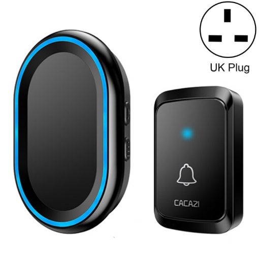 CACAZI A80 Wireless Music Doorbell, UK Plug, Black, No Battery Needed - 1