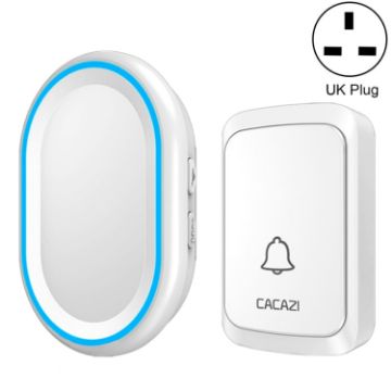 CACAZI A80 Wireless Music Doorbell, UK Plug, Battery-Free (White) - 1
