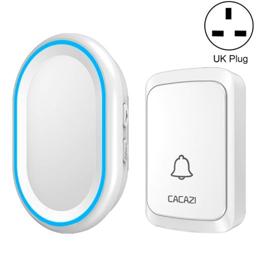 CACAZI A80 Wireless Music Doorbell, UK Plug, Battery-Free (White) - 1