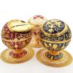 Red Castle Metal Globe Ashtray with Lid - Holiday Gift Decor - 5