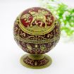 Wine Red Elephant Metal Globe Ashtray with Lid - Holiday Gift Decor - 1