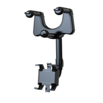 ZJ099 Rotating Rearview Mirror Phone Holder Classic Black - 1