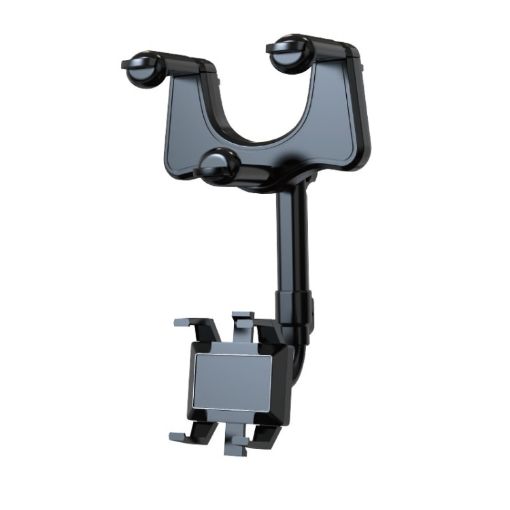 ZJ099 Rotating Rearview Mirror Phone Holder Classic Black - 1