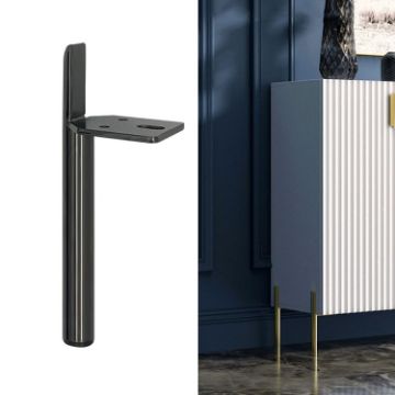Cylindrical Metal Furniture Legs 20cm, Gun Black LH-D012-01 - 1