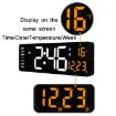 6626 LED Digital Clock, Wall-Mounted, Large Screen, Orange Temperature - 6