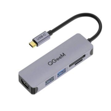 QGeeM QG-UH05-4 5 In 1 Type-C HUB Adapter with SD/TF Reader - 1