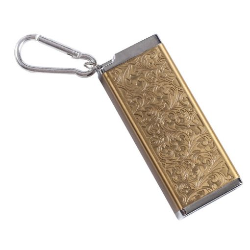 Golden Engraved Flower Portable Cigarette Case with Sealed Ashtray - 1