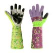Stab Resistant Gardening Gloves, Pink, Extended Wrist, Print Sleeve - 2