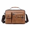WEIXIER D235 Men Shoulder Bag Portable Light Brown PU Handbag - 1